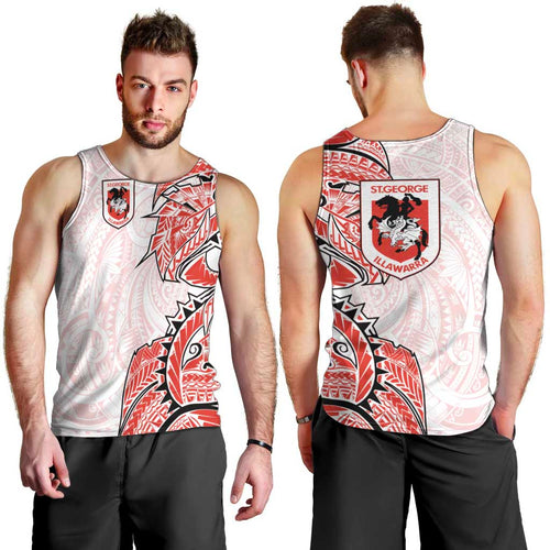 St George Illawarra Dragons Men Tank Top Polynesian Tribal Tattoo Pacific Sport Art