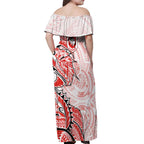 St George Illawarra Dragons Off Shoulder Maxi Dress Polynesian Tribal Tattoo Pacific Sport Art
