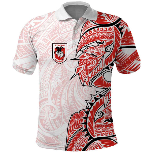 St George Illawarra Dragons Polo Shirt Polynesian Tribal Tattoo Pacific Sport Art