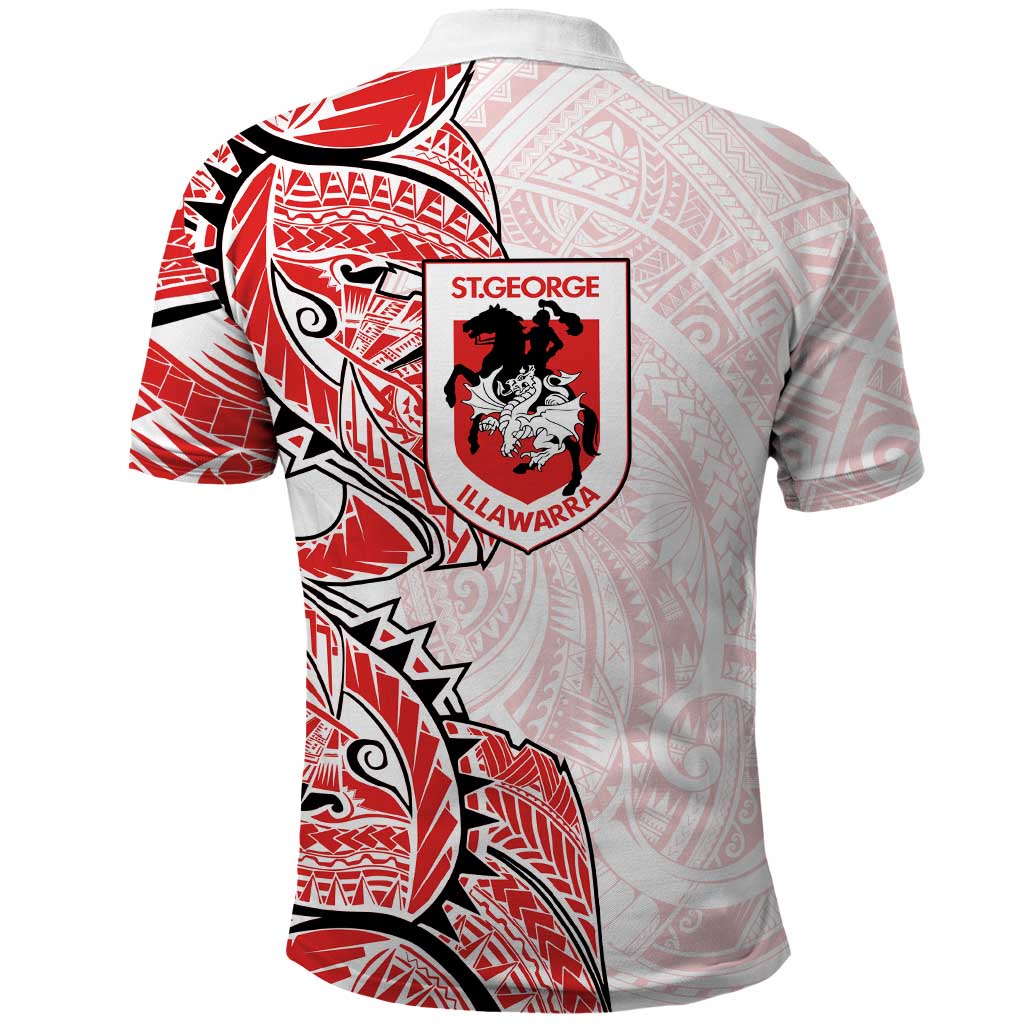 St George Illawarra Dragons Polo Shirt Polynesian Tribal Tattoo Pacific Sport Art