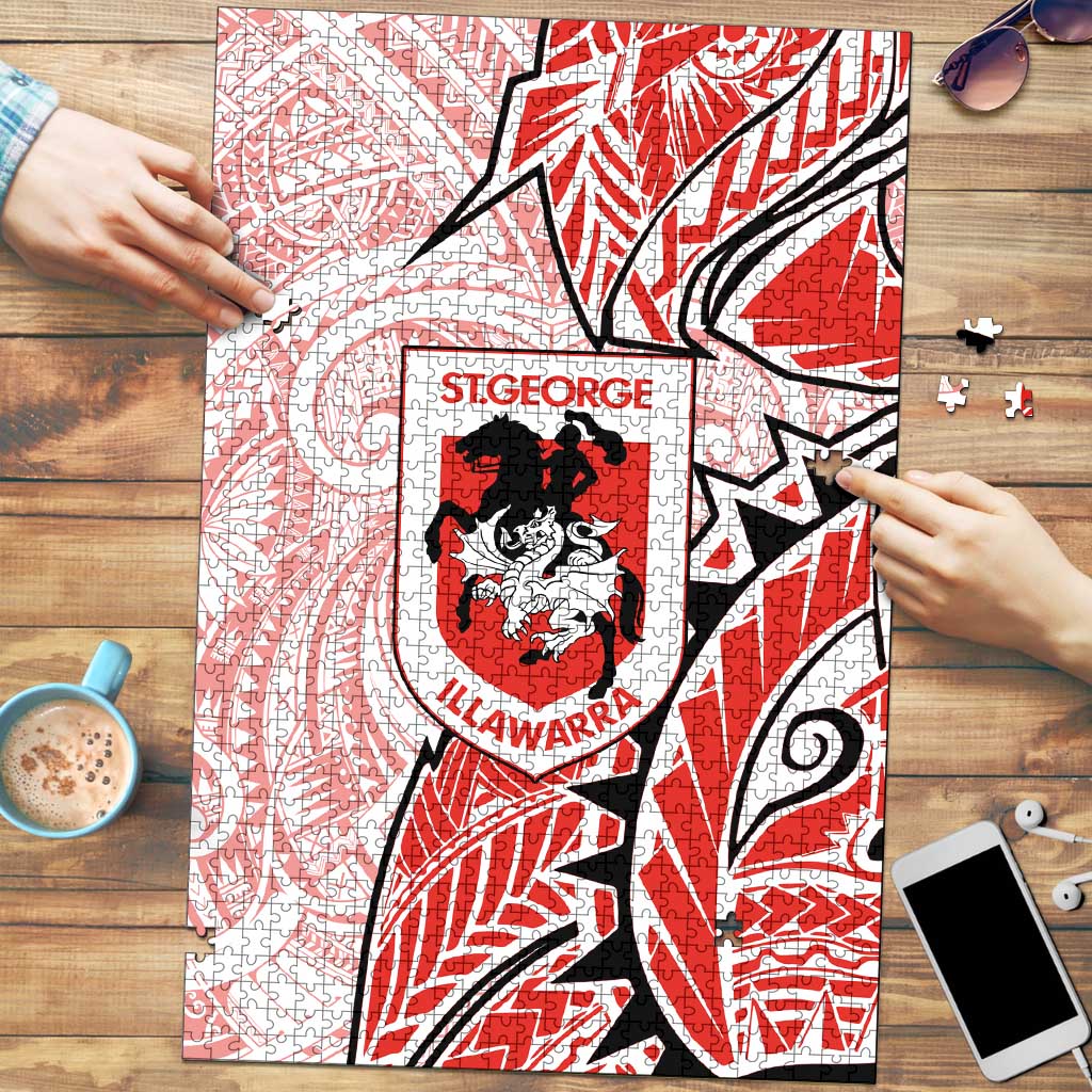 St George Illawarra Dragons Puzzle Polynesian Tribal Tattoo Pacific Sport Art