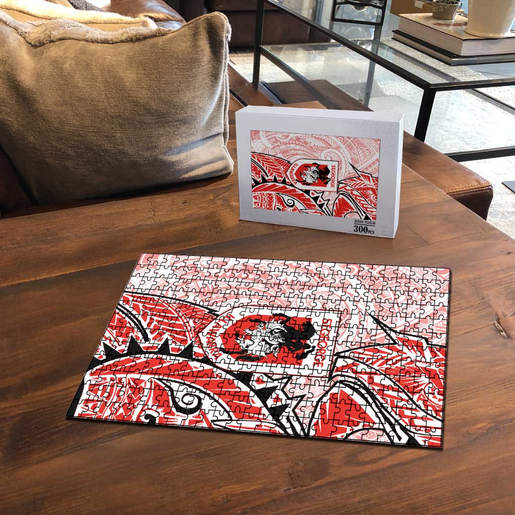 St George Illawarra Dragons Puzzle Polynesian Tribal Tattoo Pacific Sport Art