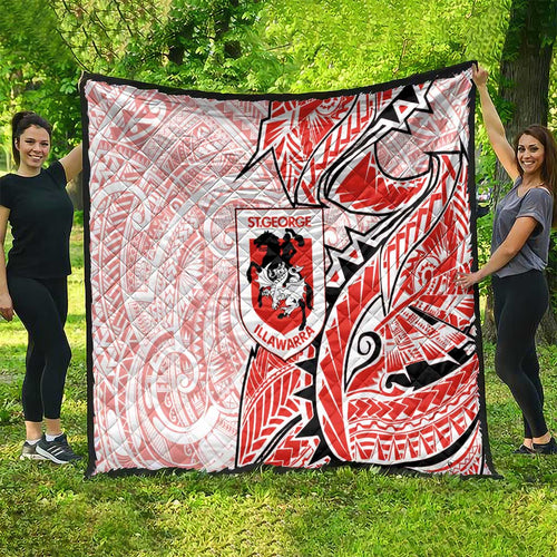 St George Illawarra Dragons Quilt Polynesian Tribal Tattoo Pacific Sport Art