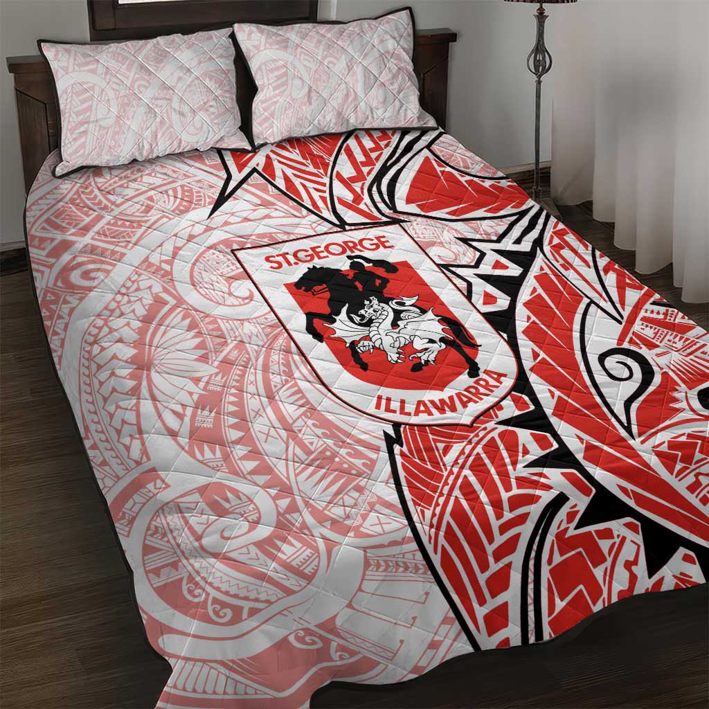 St George Illawarra Dragons Quilt Bed Set Polynesian Tribal Tattoo Pacific Sport Art