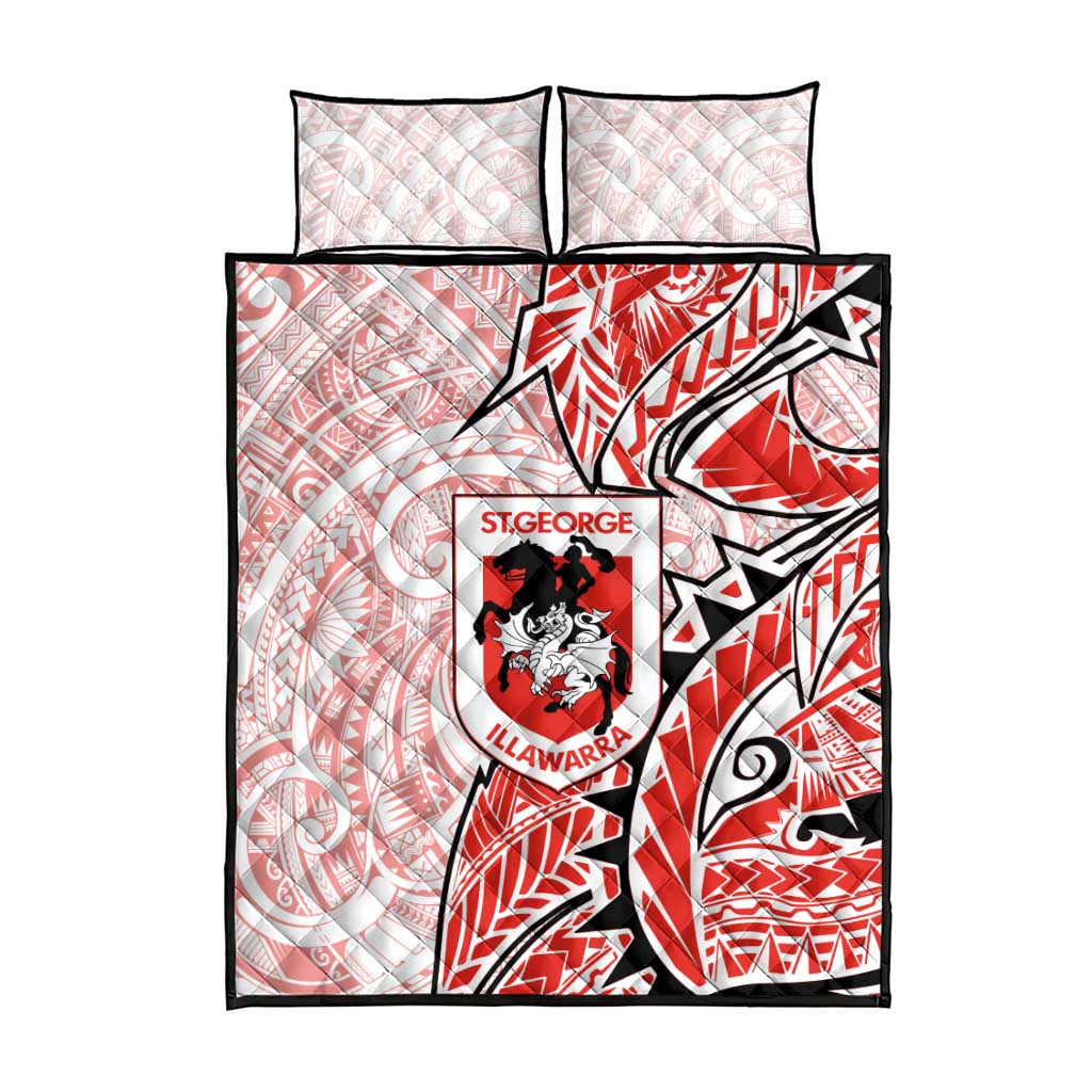 St George Illawarra Dragons Quilt Bed Set Polynesian Tribal Tattoo Pacific Sport Art