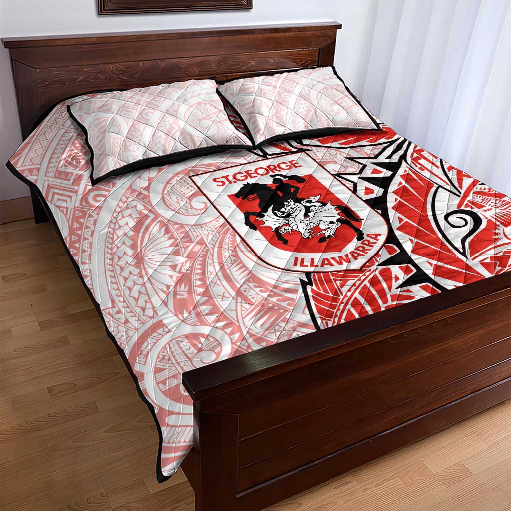 St George Illawarra Dragons Quilt Bed Set Polynesian Tribal Tattoo Pacific Sport Art
