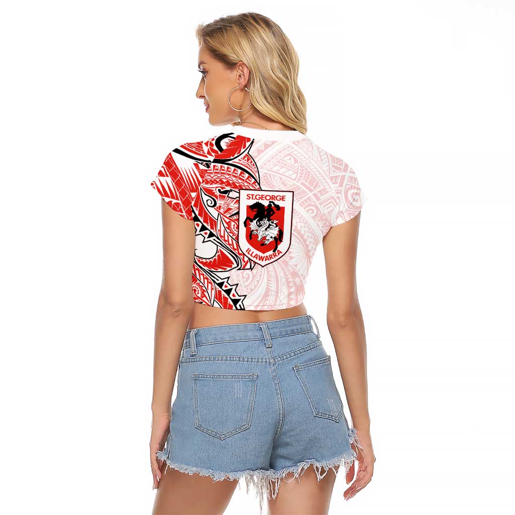 St George Illawarra Dragons Raglan Cropped T Shirt Polynesian Tribal Tattoo Pacific Sport Art