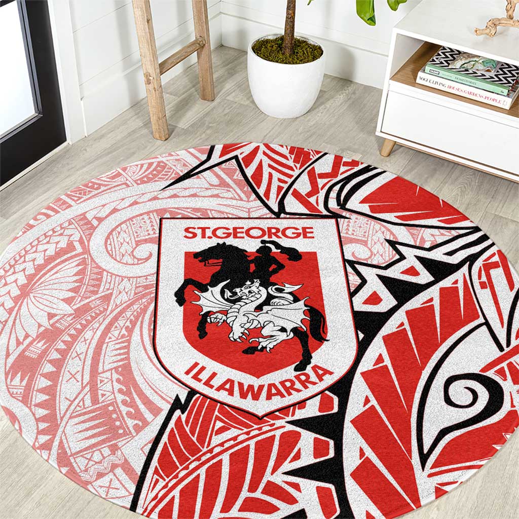 St George Illawarra Dragons Round Carpet Polynesian Tribal Tattoo Pacific Sport Art