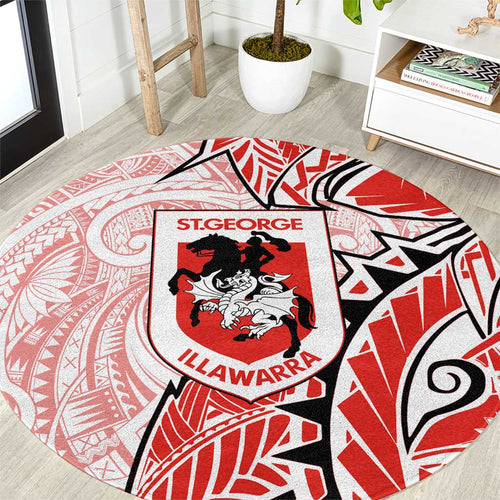 St George Illawarra Dragons Round Carpet Polynesian Tribal Tattoo Pacific Sport Art
