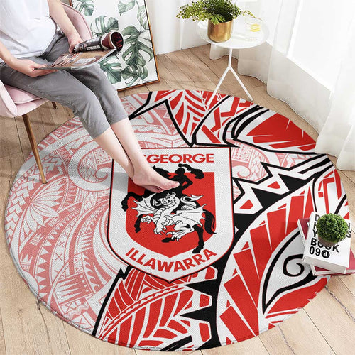 St George Illawarra Dragons Round Carpet Polynesian Tribal Tattoo Pacific Sport Art