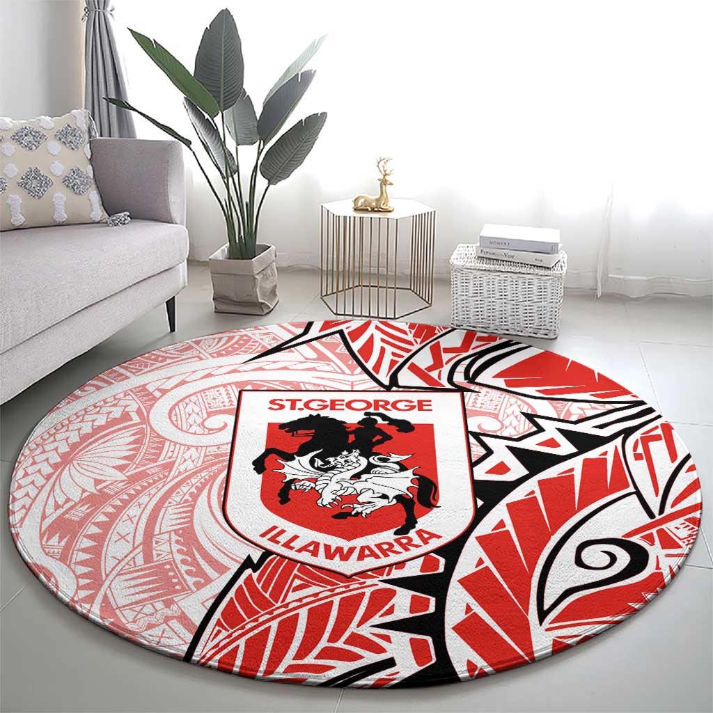 St George Illawarra Dragons Round Carpet Polynesian Tribal Tattoo Pacific Sport Art