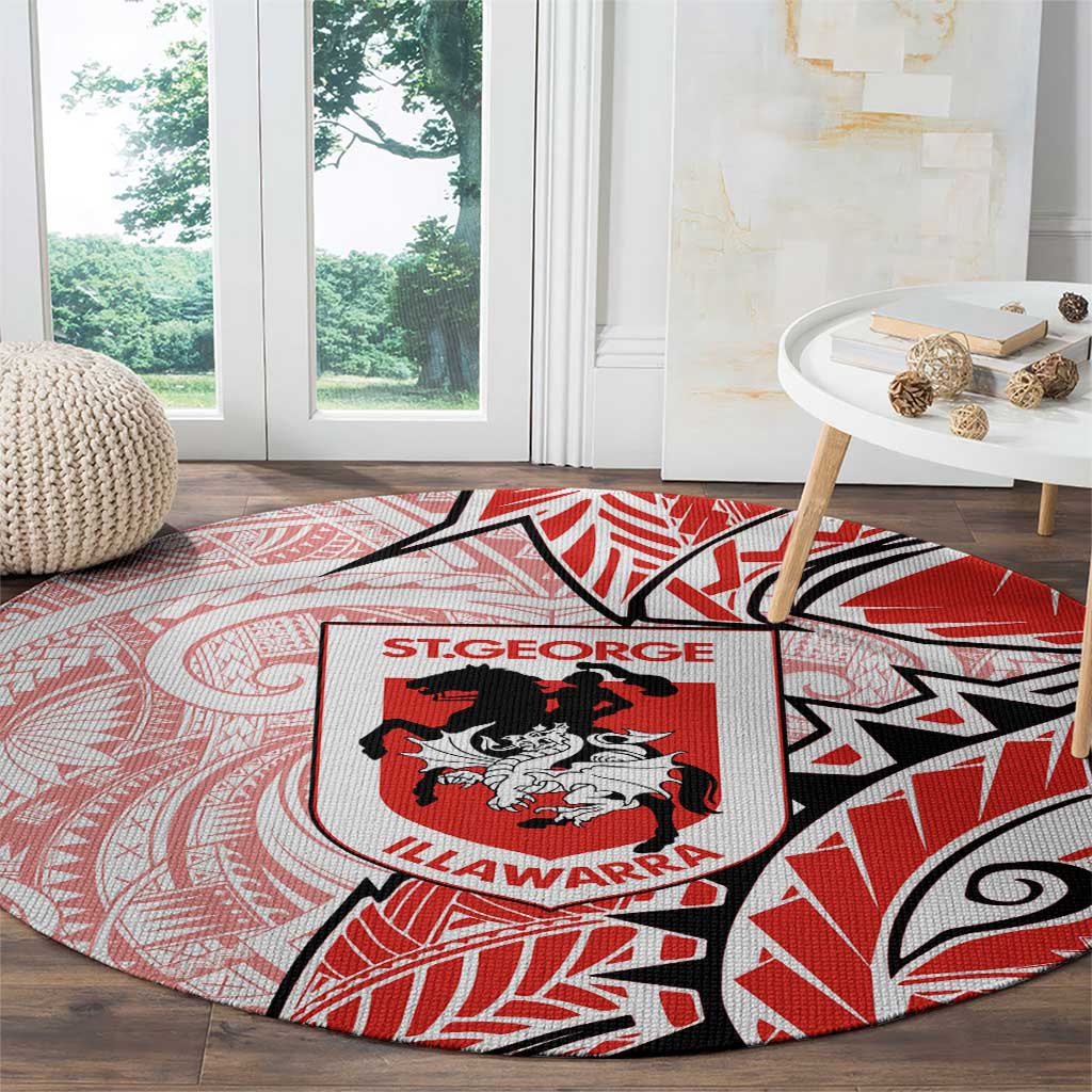 St George Illawarra Dragons Round Carpet Polynesian Tribal Tattoo Pacific Sport Art