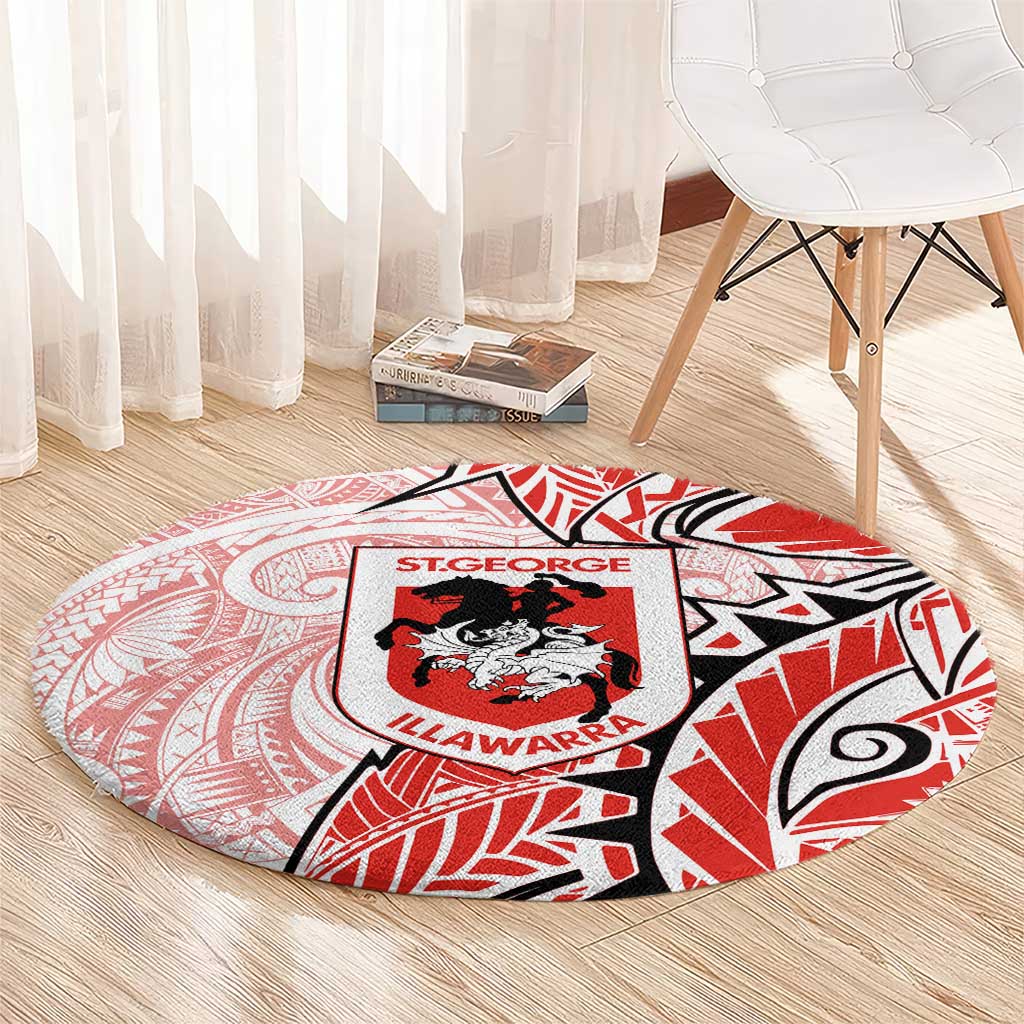 St George Illawarra Dragons Round Carpet Polynesian Tribal Tattoo Pacific Sport Art