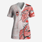 St George Illawarra Dragons Scrub Top Polynesian Tribal Tattoo Pacific Sport Art