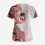 St George Illawarra Dragons Scrub Top Polynesian Tribal Tattoo Pacific Sport Art