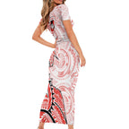 St George Illawarra Dragons Short Sleeve Bodycon Dress Polynesian Tribal Tattoo Pacific Sport Art