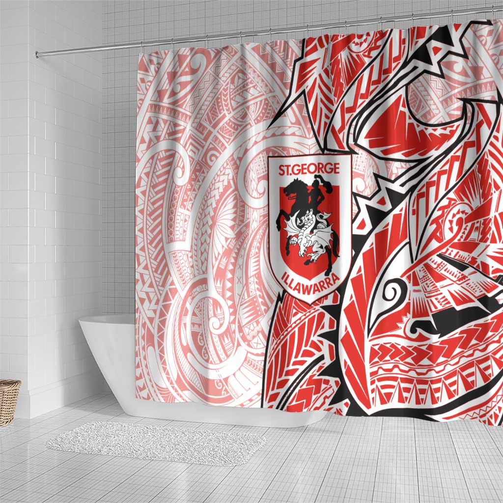 St George Illawarra Dragons Shower Curtain Polynesian Tribal Tattoo Pacific Sport Art