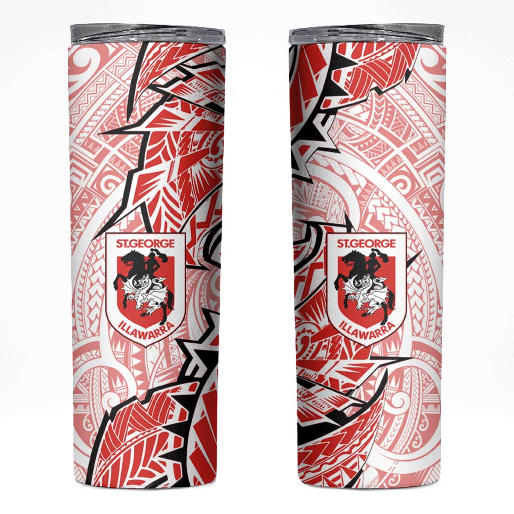 St George Illawarra Dragons Skinny Tumbler Polynesian Tribal Tattoo Pacific Sport Art