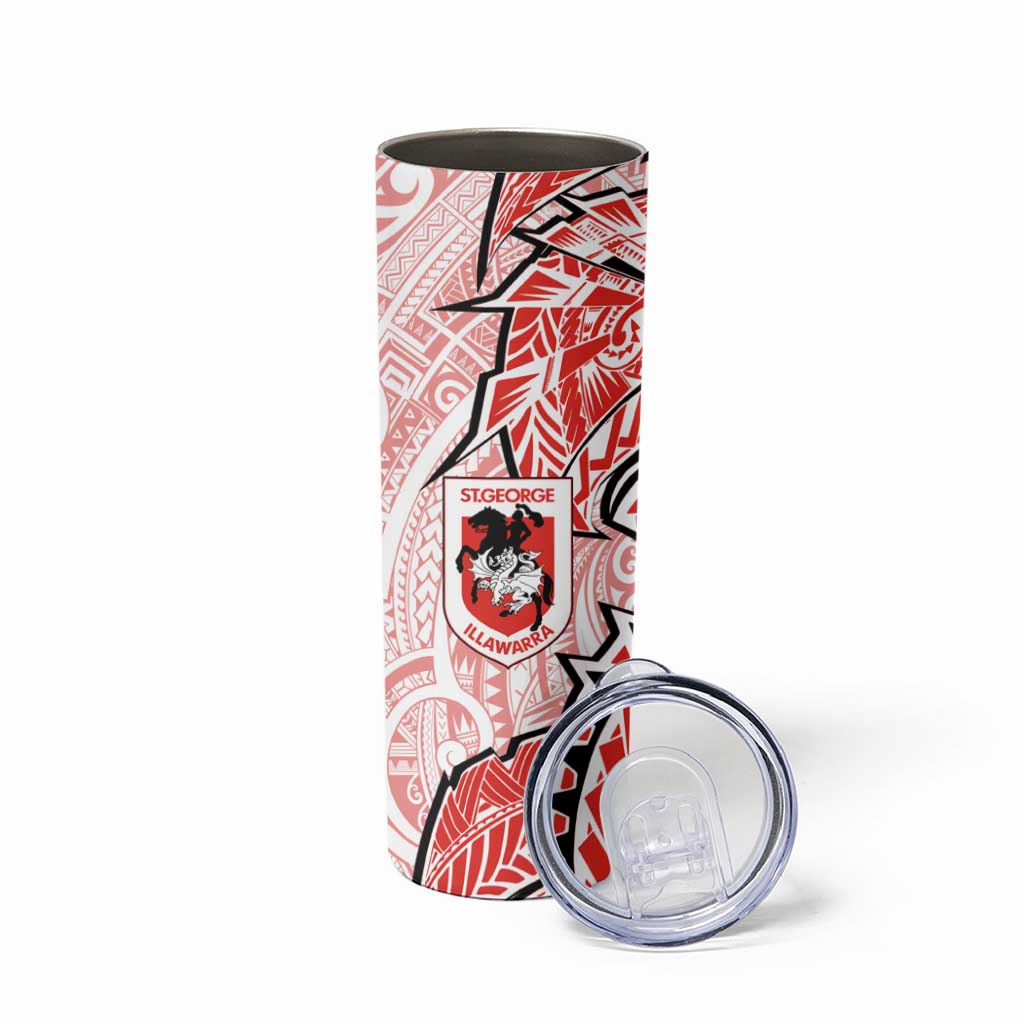 St George Illawarra Dragons Skinny Tumbler Polynesian Tribal Tattoo Pacific Sport Art