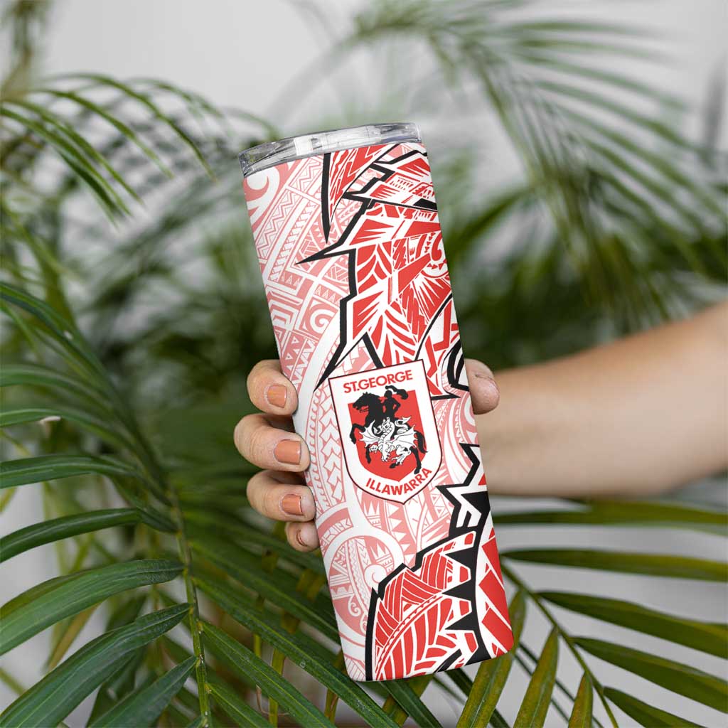 St George Illawarra Dragons Skinny Tumbler Polynesian Tribal Tattoo Pacific Sport Art