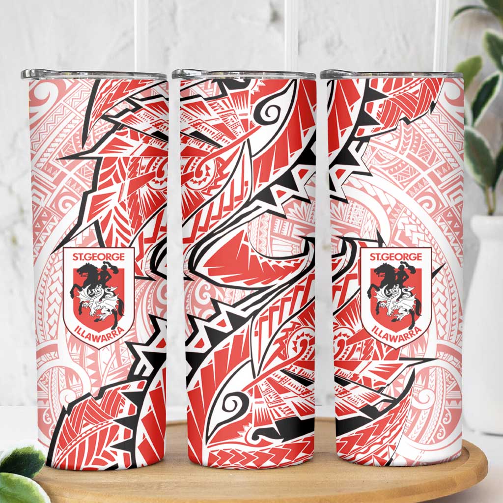 St George Illawarra Dragons Skinny Tumbler Polynesian Tribal Tattoo Pacific Sport Art