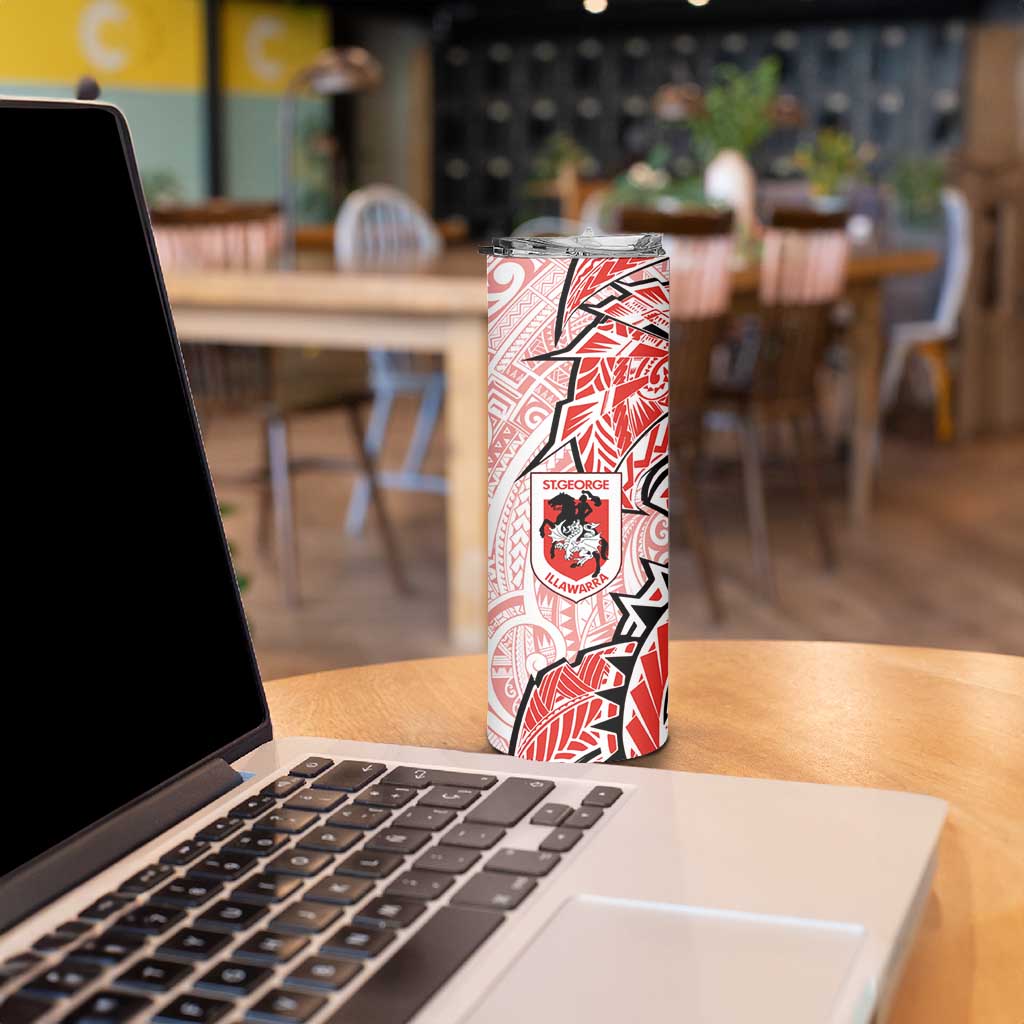 St George Illawarra Dragons Skinny Tumbler Polynesian Tribal Tattoo Pacific Sport Art