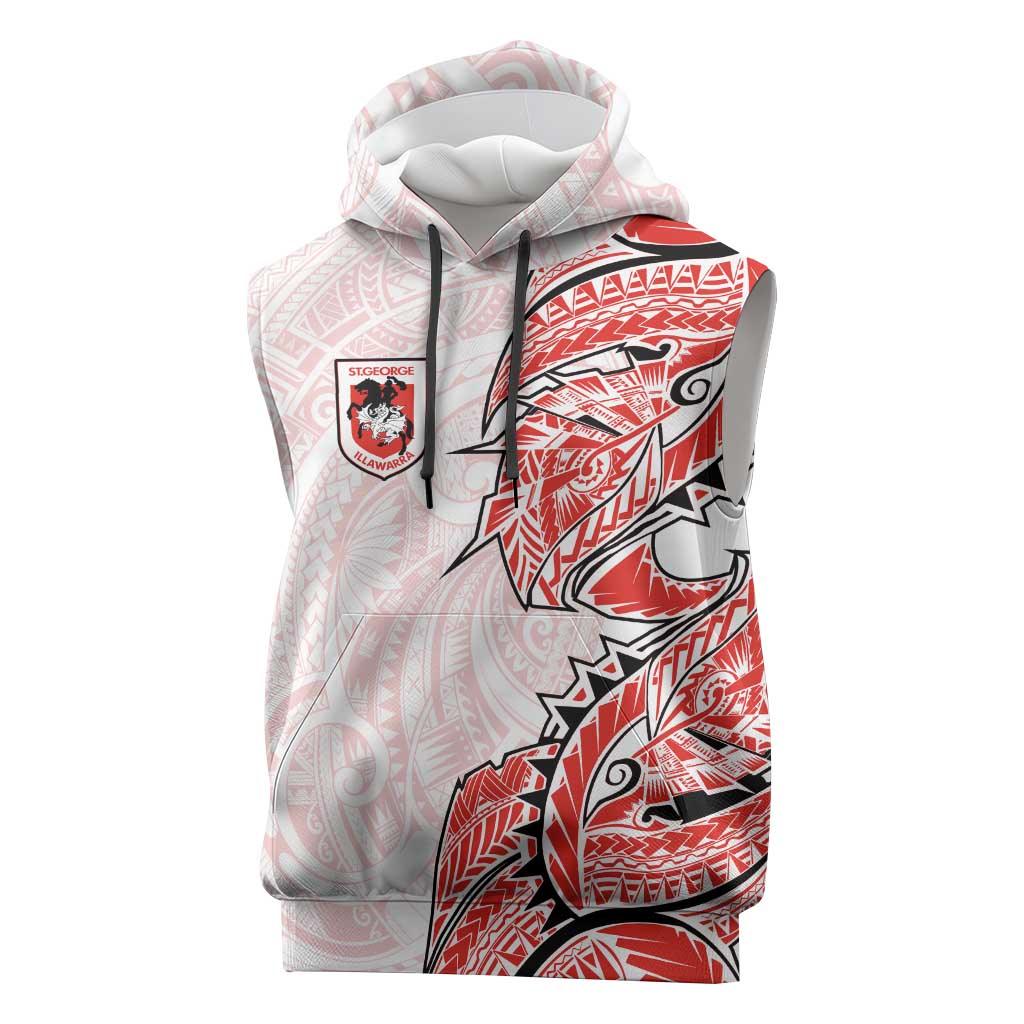 St George Illawarra Dragons Sleeveless Hoodie Polynesian Tribal Tattoo Pacific Sport Art