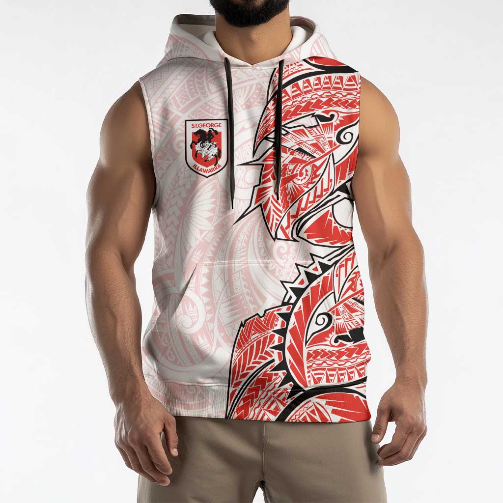 St George Illawarra Dragons Sleeveless Hoodie Polynesian Tribal Tattoo Pacific Sport Art