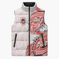 St George Illawarra Dragons Sleeveless Puffer Jacket Polynesian Tribal Tattoo Pacific Sport Art