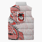 St George Illawarra Dragons Sleeveless Puffer Jacket Polynesian Tribal Tattoo Pacific Sport Art