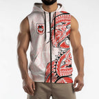 St George Illawarra Dragons Sleeveless Zip Hoodie Polynesian Tribal Tattoo Pacific Sport Art