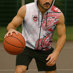 St George Illawarra Dragons Sleeveless Zip Hoodie Polynesian Tribal Tattoo Pacific Sport Art