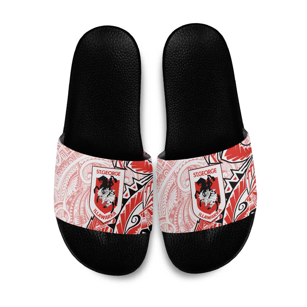 St George Illawarra Dragons Slide Sandals Polynesian Tribal Tattoo Pacific Sport Art