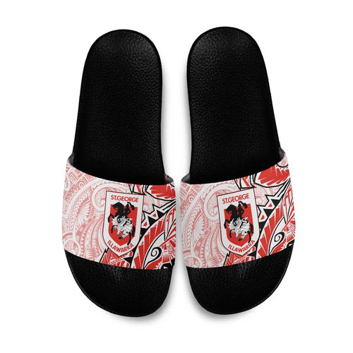 St George Illawarra Dragons Slide Sandals Polynesian Tribal Tattoo Pacific Sport Art