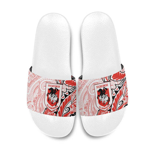 St George Illawarra Dragons Slide Sandals Polynesian Tribal Tattoo Pacific Sport Art
