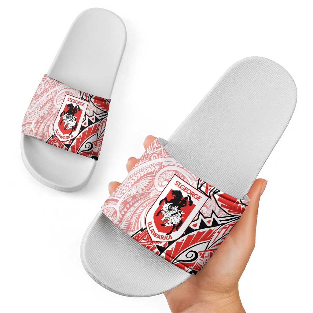 St George Illawarra Dragons Slide Sandals Polynesian Tribal Tattoo Pacific Sport Art
