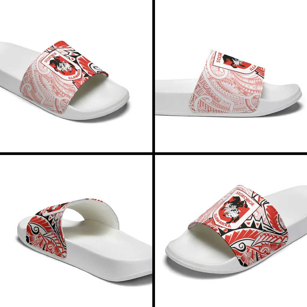 St George Illawarra Dragons Slide Sandals Polynesian Tribal Tattoo Pacific Sport Art