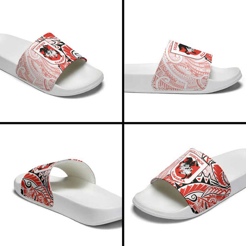 St George Illawarra Dragons Slide Sandals Polynesian Tribal Tattoo Pacific Sport Art