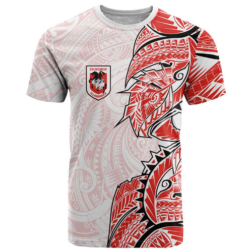 St George Illawarra Dragons T Shirt Polynesian Tribal Tattoo Pacific Sport Art