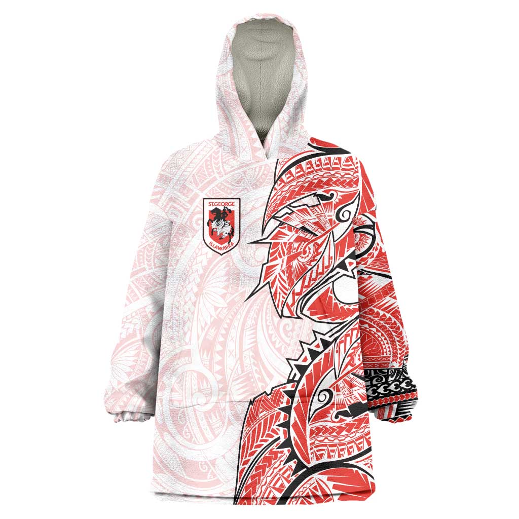 St George Illawarra Dragons Wearable Blanket Hoodie Polynesian Tribal Tattoo Pacific Sport Art