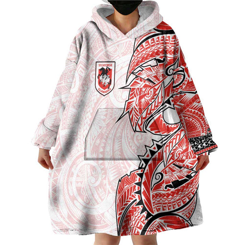 St George Illawarra Dragons Wearable Blanket Hoodie Polynesian Tribal Tattoo Pacific Sport Art