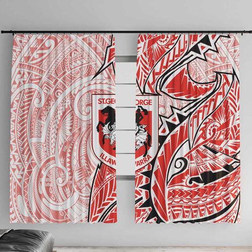 St George Illawarra Dragons Window Curtain Polynesian Tribal Tattoo Pacific Sport Art
