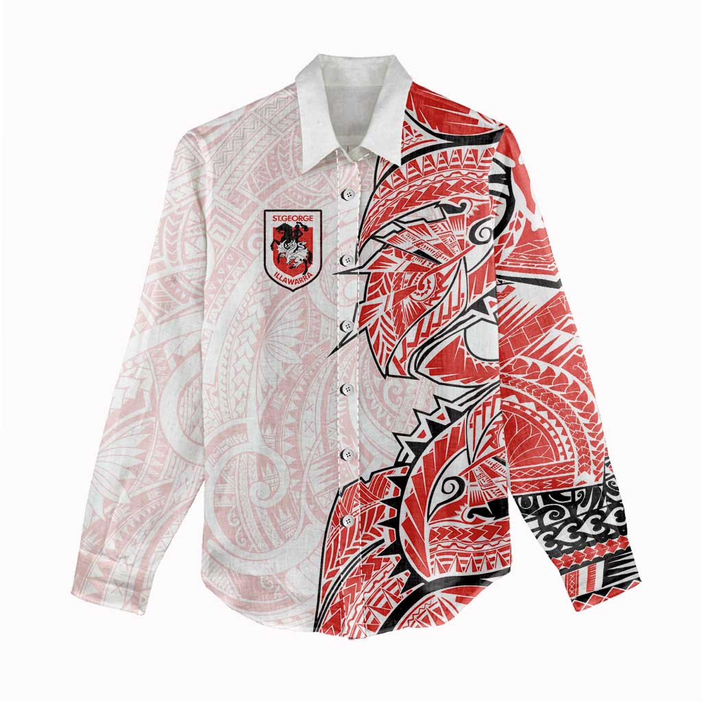 St George Illawarra Dragons Women Casual Shirt Polynesian Tribal Tattoo Pacific Sport Art