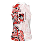 St George Illawarra Dragons Women Sleeveless Polo Shirt Polynesian Tribal Tattoo Pacific Sport Art