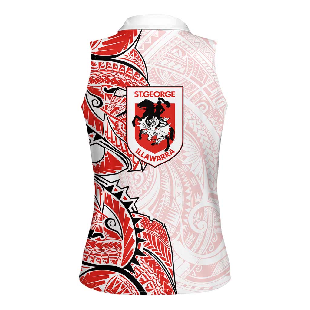 St George Illawarra Dragons Women Sleeveless Polo Shirt Polynesian Tribal Tattoo Pacific Sport Art