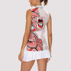 St George Illawarra Dragons Women Sleeveless Polo Shirt Polynesian Tribal Tattoo Pacific Sport Art