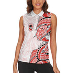 St George Illawarra Dragons Women Sleeveless Polo Shirt Polynesian Tribal Tattoo Pacific Sport Art