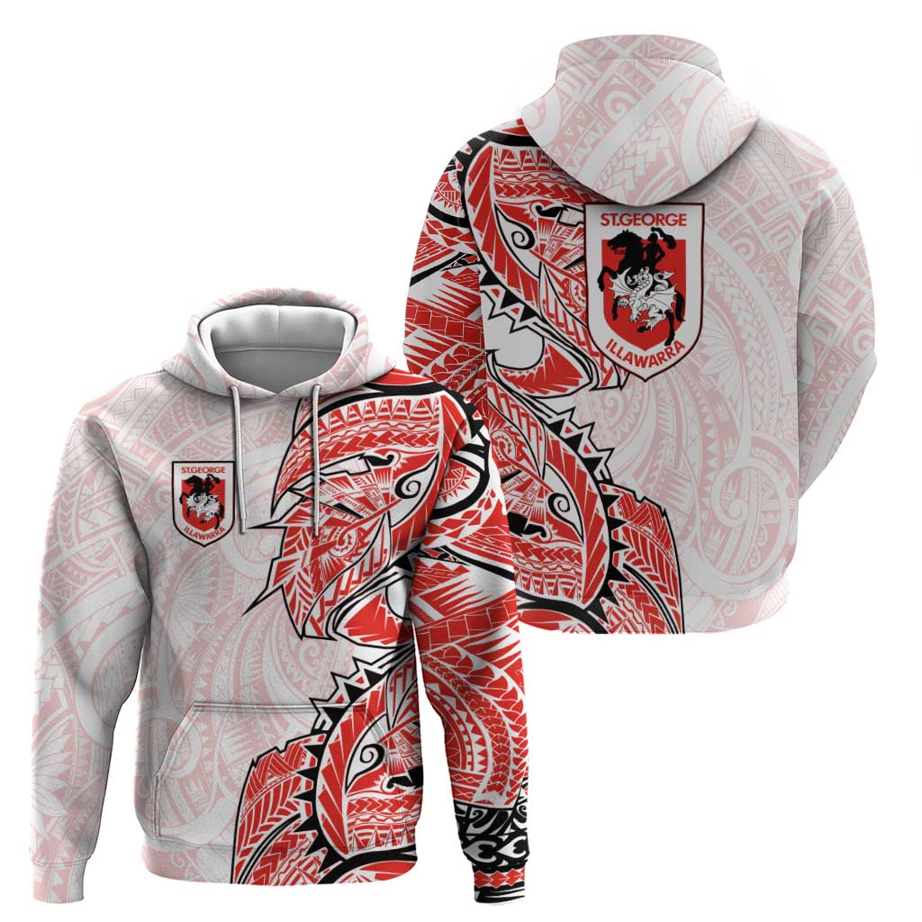 St George Illawarra Dragons Zip Hoodie Polynesian Tribal Tattoo Pacific Sport Art