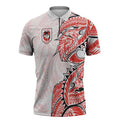 St George Illawarra Dragons Zipper Polo Shirt Polynesian Tribal Tattoo Pacific Sport Art