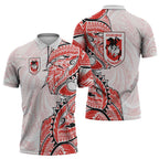 St George Illawarra Dragons Zipper Polo Shirt Polynesian Tribal Tattoo Pacific Sport Art
